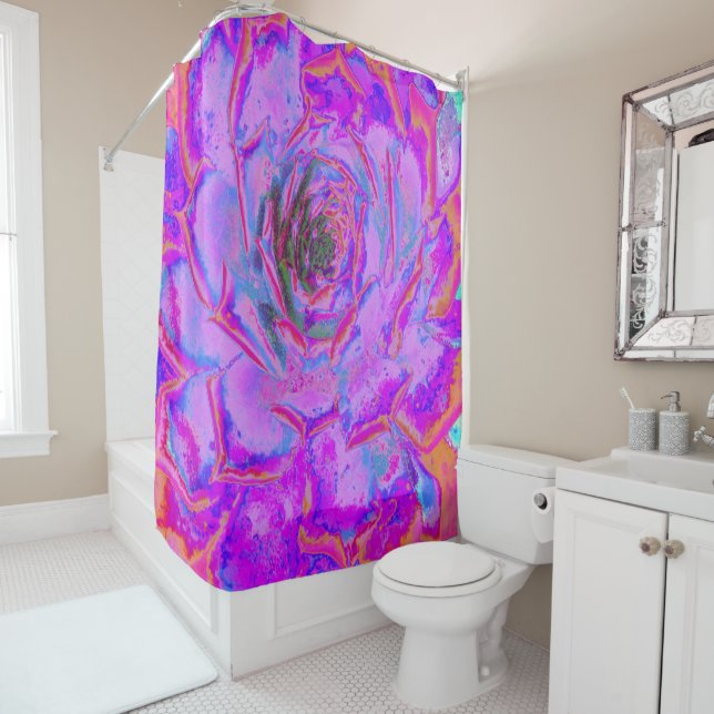 Lila und Magenta Succulent Sedum Rosette Duschvorhang (Beispiel)