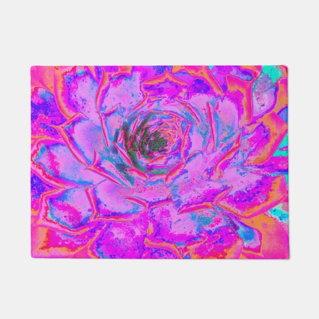 Lila und Magenta Succulent Sedum Rosette Fußmatte (Vorderseite)