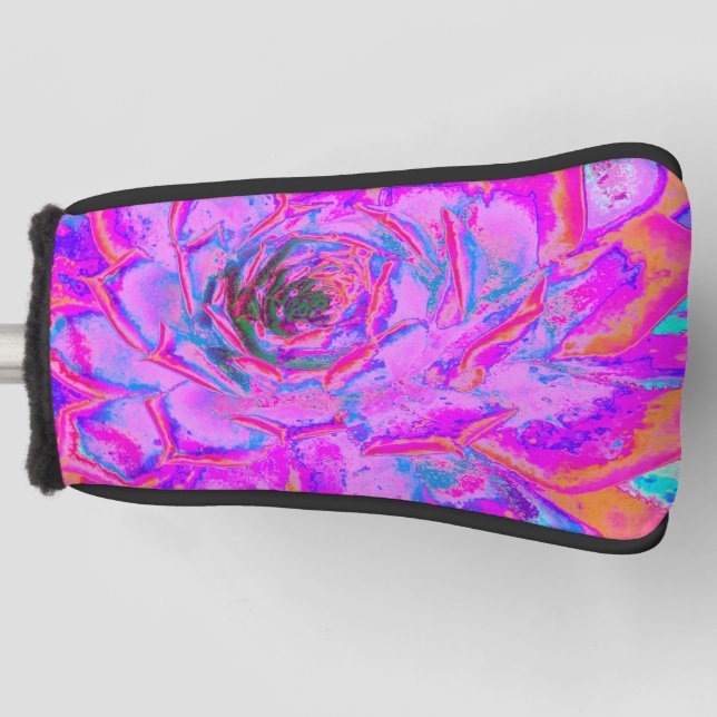 Lila und Magenta Succulent Sedum Rosette Golf Headcover (Vorderseite)