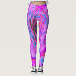 Lila und Magenta Succulent Sedum Rosette Leggings