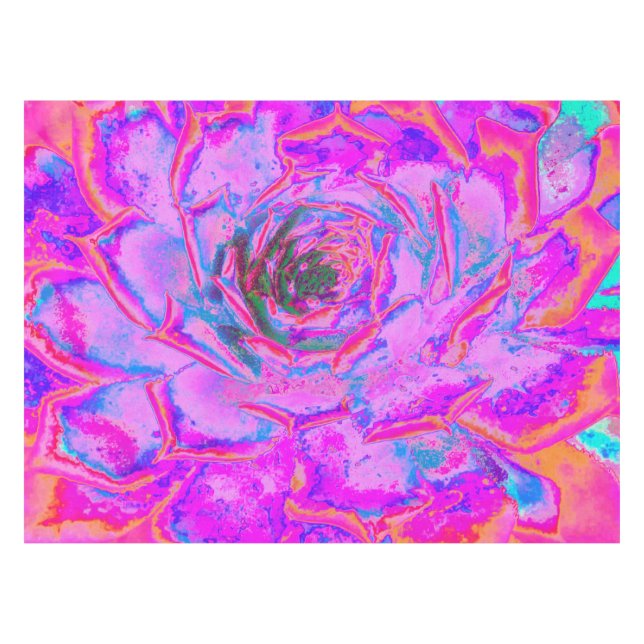 Lila und Magenta Succulent Sedum Rosette Tischdecke (Vorderseite (Horizontal))