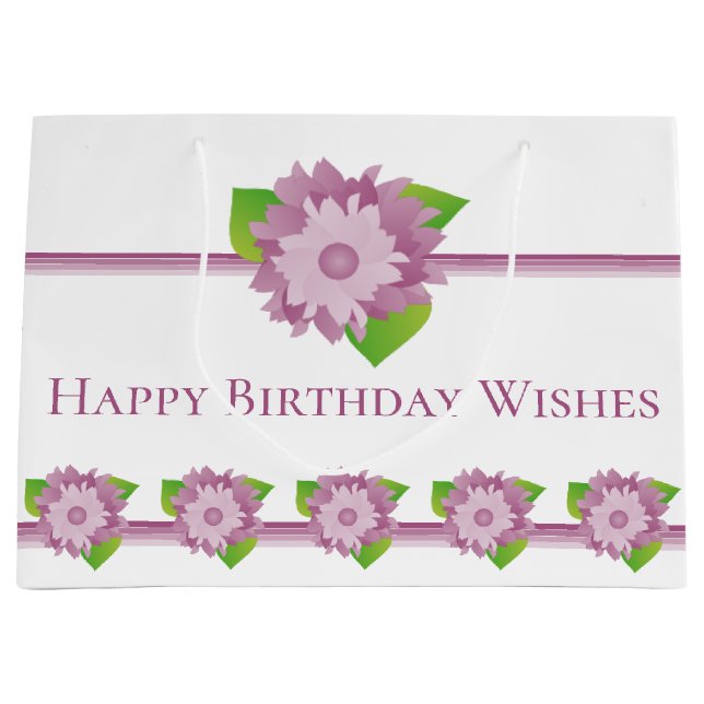 Lila und Mauve Floral Große Geschenktüte (Vorderseite)