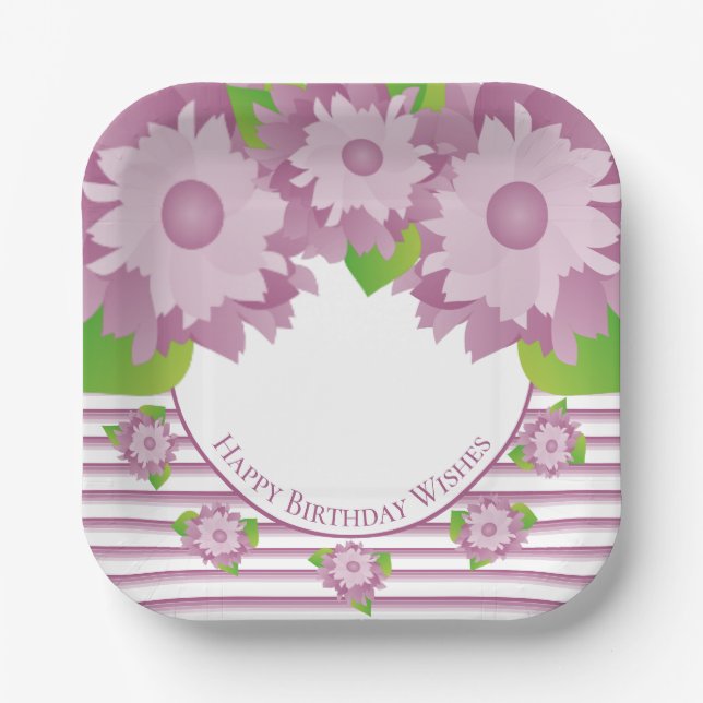 Lila und mauvischer Blumenplatz Pappteller (Vorderseite)