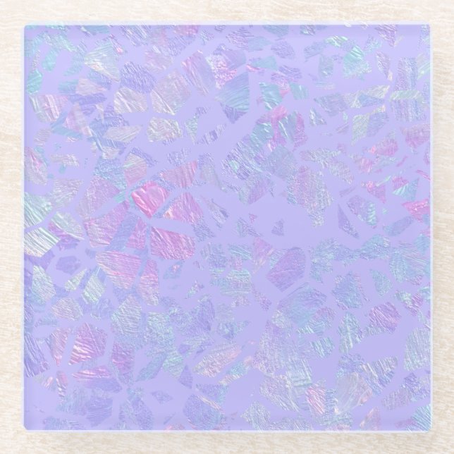 Lila und mehrfarbige Flakes Glasuntersetzer (Vorderseite)