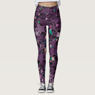 Lila und mehrfarbige Funkelnd Sterne Leggings