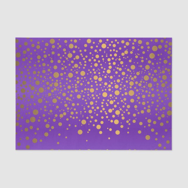 Lila und metallischer GoldConfetti Seidenpapier (Vorderseite)