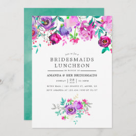 Lila und Minze Floral Bridesmaids Luncheon laden e Einladung