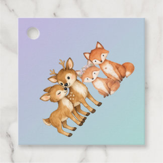 Lila und Minze Waldtiere Favor Tags Geschenkanhänger