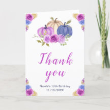 Lila und Navy Blue Floral Pumpkins Geburtstag