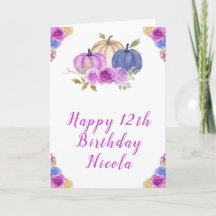 Lila und Navy Blue Floral Pumpkins Geburtstag