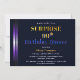 Lila und Navy Blue Überraschung 90. Geburtstag Abe Einladung