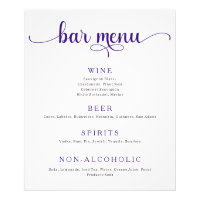 Lila und Off White Wedding Bar Menu Poster