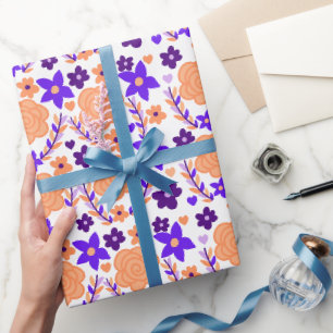 Lila und orange Blume Geschenkpapier