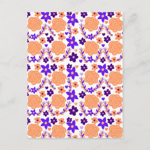 Lila und orange Blume Postkarte
