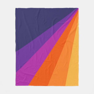 Lila und orange diagonale Retro-Streifen Fleecedecke