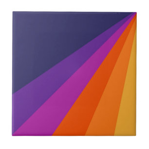 Lila und orange diagonale Retro-Streifen Fliese
