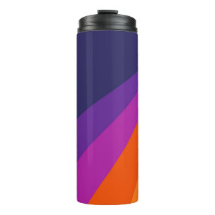 Lila und orange diagonale Retro-Streifen Thermosbecher