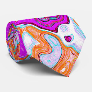 Lila und Orange Groovy Abstract Retro Swirl Krawatte