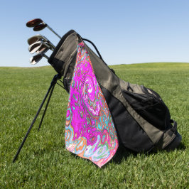 Lila und Orange Groovy Abstrakt Retro Swirl Golfhandtuch