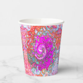 Lila und Orange Groovy Abstrakt Retro Swirl Pappbecher