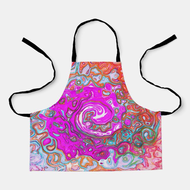 Lila und Orange Groovy Abstrakt Retro Swirl Schürze (Vorderseite)