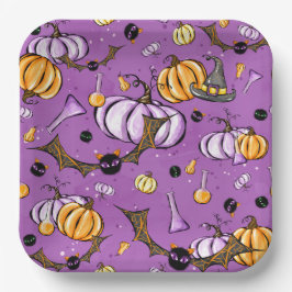 LILA UND ORANGE HALLOWEEN BATTEN PAPPTELLER