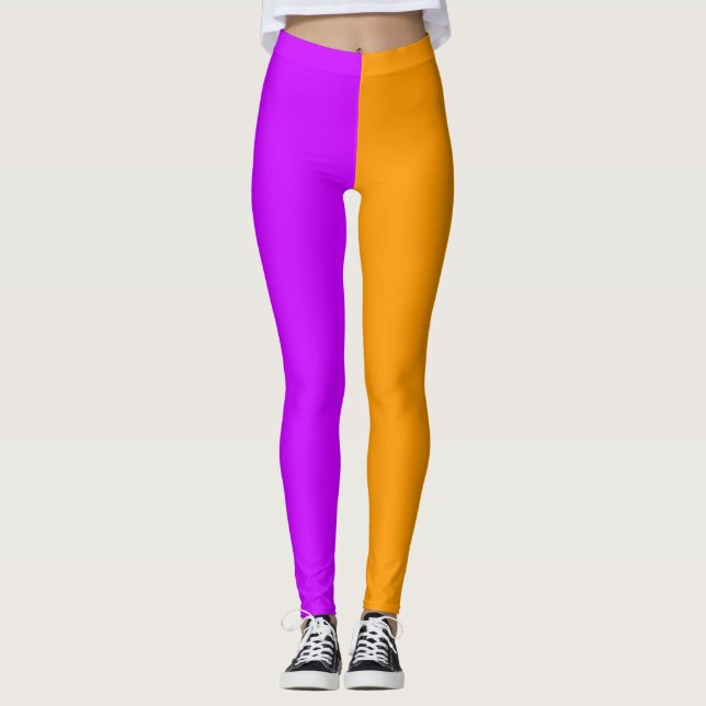 Lila und Orange Halloween Leggings (Vorderseite)