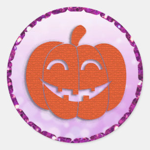 Lila und Orange Halloween Pumpkin Runder Aufkleber