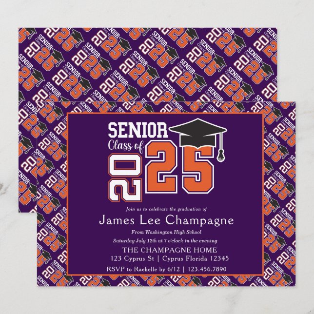 Lila- und Orange-Klasse 2025 Karte (Vorne/Hinten)