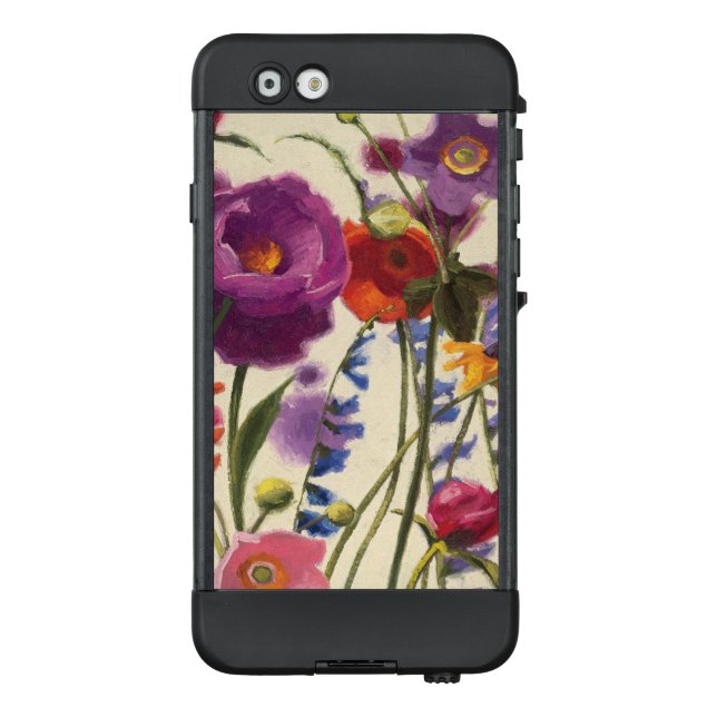 Lila und orange Mohnblumen-Melodie LifeProof iPhone Hülle (Rückseite)