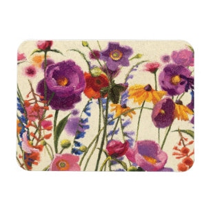 Lila und orange Mohnblumen-Melodie Magnet