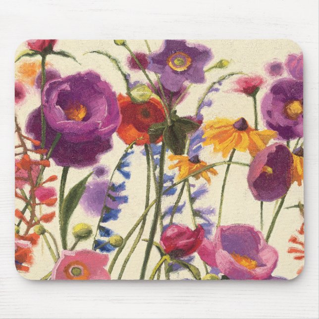 Lila und orange Mohnblumen-Melodie Mousepad (Vorne)