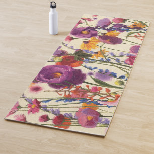 Lila und orange Mohnblumen-Melodie Yogamatte