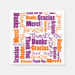 Lila und Orange Multilingual Vielen Dank Serviette