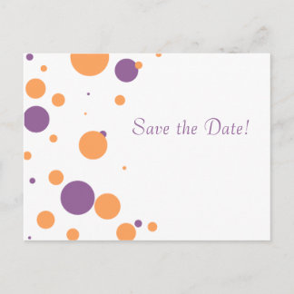 Lila und Orange Polka Dots Save the Date Ankündigungspostkarte