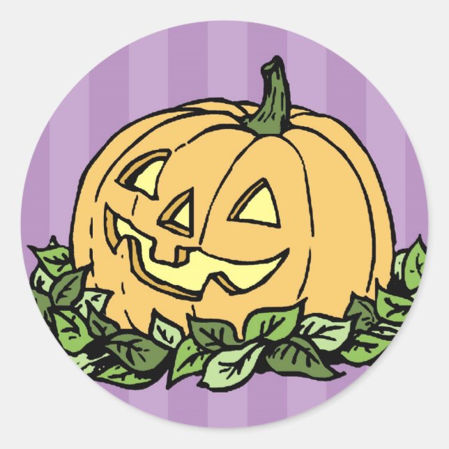 Lila und Orange Pumpkin Halloween Stickers (Vorderseite)