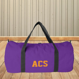 Lila und Orange Schulfarben und Buchstaben Duffle Bag