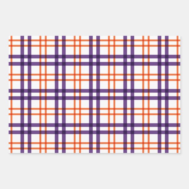 Lila und Orange Tartan Geschenkpapier Set (Vorderseite)