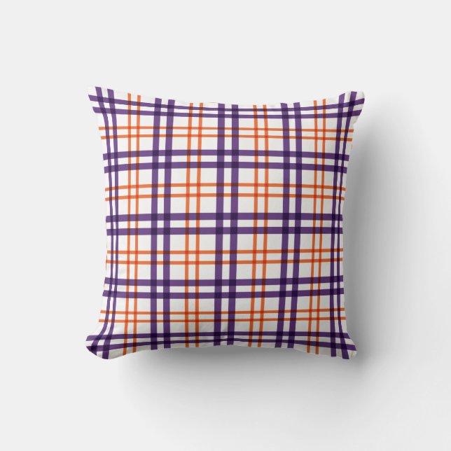 Lila und Orange Tartan Kissen (Vorderseite)