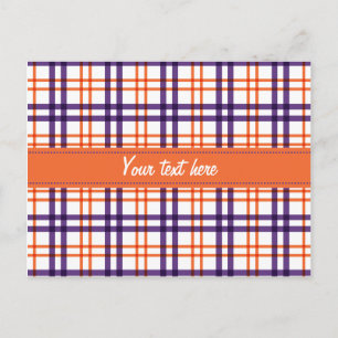 Lila und Orange Tartan Postkarte