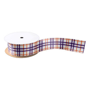 Lila und Orange Tartan Satinband