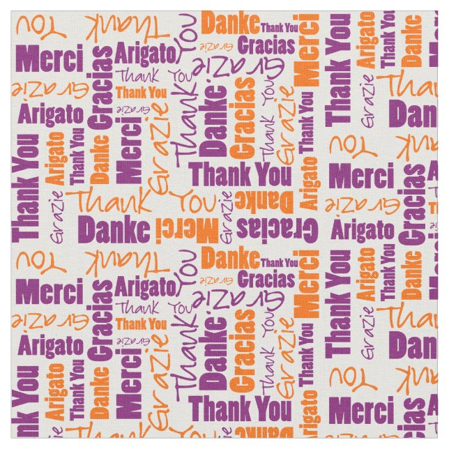 Lila und orange Vielen Dank Word Cloud Stoff (Nahaufnahme)