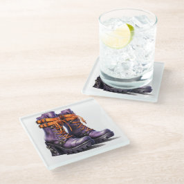 LILA UND ORANGE VIKTORIANISCH HALLOWEEN BOOTEN GLASUNTERSETZER