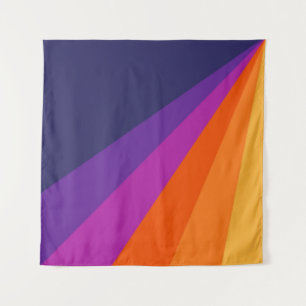 Lila und orangefarbene diagonale Retrostreifen Wandteppich