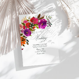 Lila und orangefarbene Hochzeit Einladung