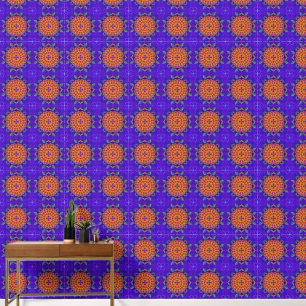Lila und orangefarbene Kunst Hippie Rosace Tapete