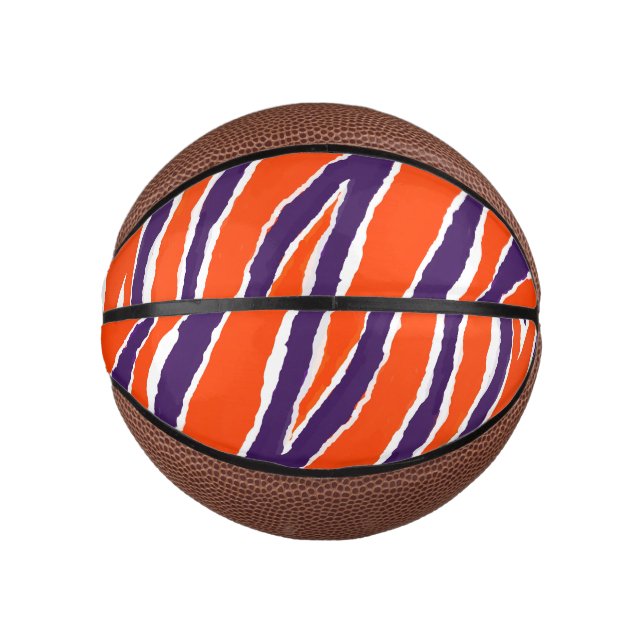 Lila und orangefarbene Tiger Mini Basketball (Vorderseite)