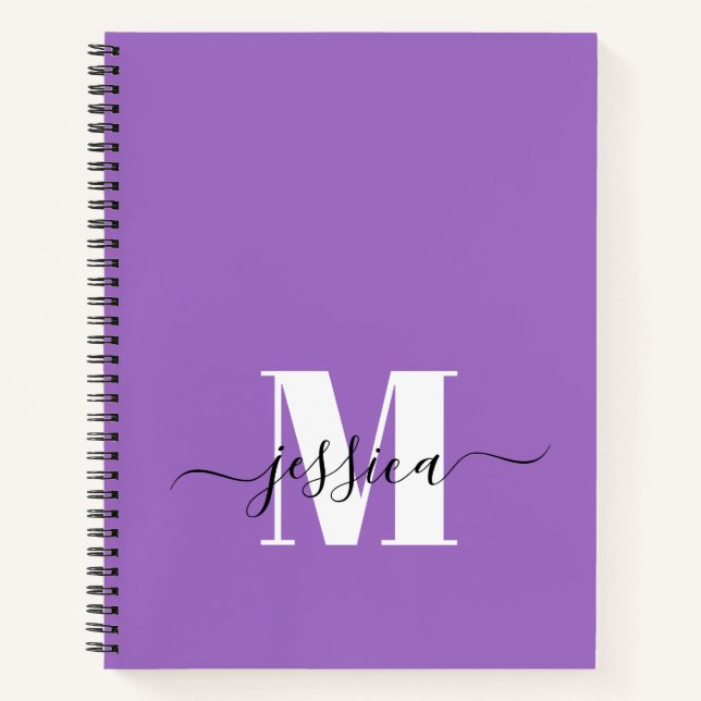 Lila und Personalisiertes Monogram-Notebook Notizbuch (Vorderseite)