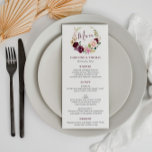 Lila und pfirsichfarbenes Menü Menükarte<br><div class="desc">Ein wunderschönes Blumenmotiv mit schönen lila Pflaumen und pfirsichfarbenen Blume. Farbe und Text können personalisiert sein.</div>
