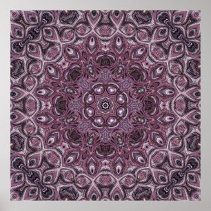 Lila und Pflaume Marmor Mandala Muster Poster